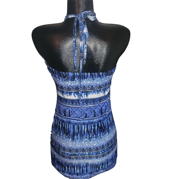 Blue And White Patterned Halter Top L - Picture 5 of 6